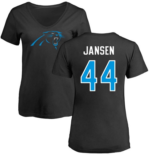 Carolina Panthers Black Women J.J. Jansen Name and Number Logo Slim Fit NFL Football #44 T Shirt